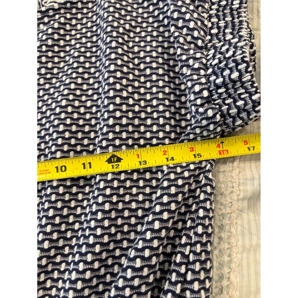 Loft Navy White Textured Knit Elastic Waist Short Sleeve Dress XS - Picture 3 of 4
